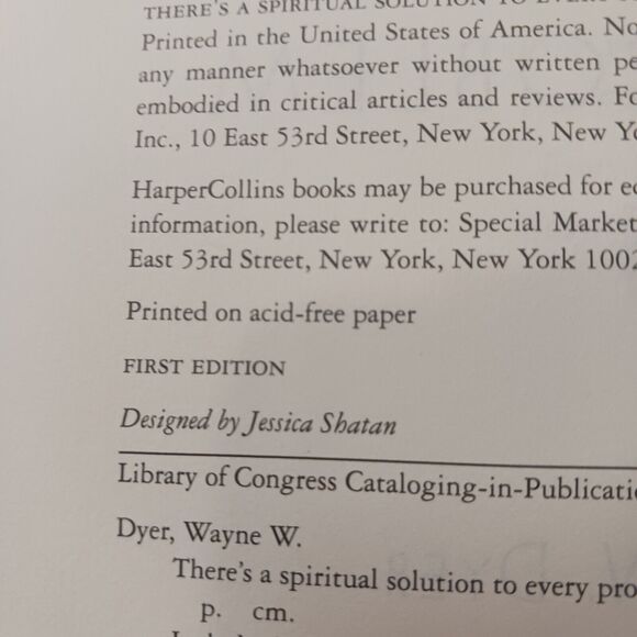 There Is A Spiritual Solution To Every Problem by WAYNE DYER Hard FIRST EDITION - Picture 6 of 6